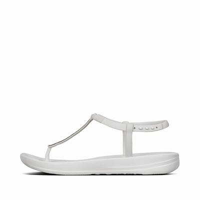 Fitflop Women's IQUSHION Splash Sparkle Back-Strap Flip Flops - White, UJ4310528